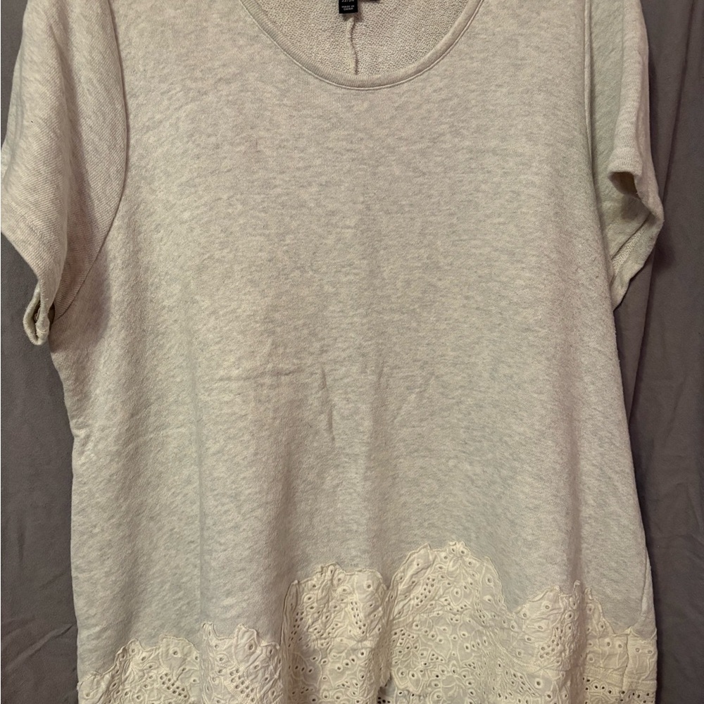 Elegant Lane Bryant Cream Lace Hem Women's Top